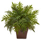 24" Hares Foot Fern Artificial Plant in Brown Planter (Real Touch)