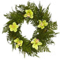 24" Mixed Fern and Cymbidium Orchid Artificial Wreath