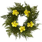 24" Mixed Fern and Cymbidium Orchid Artificial Wreath