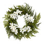 24" Mixed Fern and Phalaenopsis Orchid Artificial Wreath