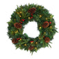 24" Mixed Pine Artificial Christmas Wreath with 35 Clear LED Lights and Berries
