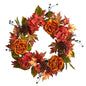 25" Fall Ranunculus, Hydrangea and Berries Autumn Artificial Wreath