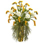 25" Rose Artificial Arrangement in Designer Gold Vase