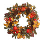 26" Autumn Persimmon and Pinecones Artificial Fall Wreath