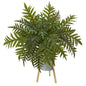 26" Hares Foot Fern Artificial Plant in Green Planter with Stand (Real Touch)