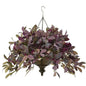 27" Fall Laurel Leaf with Berries Artificial Plant in Metal Hanging Bowl