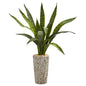 27" Sansevieria Artificial Plant in Weathered Oak Planter