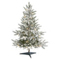 3'Flocked Manchester Spruce Artificial Christmas Tree with 50 Lights and 133 Bendable Branches