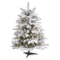 3'Flocked North Carolina Fir Artificial Christmas Tree with 150 Warm White Lights and 545 Bendable Branche