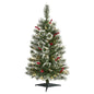 3'Frosted Swiss Pine Artificial Christmas Tree with 50 Clear LED Lights and Berries
