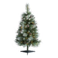 3'Frosted Tip British Columbia Mountain Pine Artificial Christmas Tree with 50 Clear Lights, Pine Cones and 112 Bendable Branches