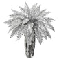 3'Metallic Silver Boston Fern Artificial Plant in Silver Planter