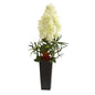 3'Peegee Hydrangea and Succulent Artificial Arrangement in Black Vase