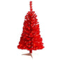 3'Red Artificial Christmas Tree with 50 LED Lights and 118 Bendable Branches