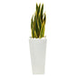 3'Sansevieria Artificial Plant in Tall White Planter