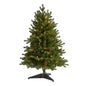3'Yukon Mountain Fir Artificial Christmas Tree with 50 Clear Lights and Pine Cones