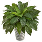33" Bird’s Nest Fern Artificial Plant in Tin Bucket