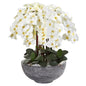 33" Phalaenopsis Orchid Artificial Arrangement in Large Cement Bowl