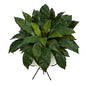 34" Bird’s Nest Fern Artificial Plant in White Planter with Metal Stand