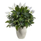 34" Mixed Spathiphyllum Artificial Plant in White Planter