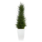 3.5'Cypress Artificial Tree in White Metal Planter UV Resistant (Indoor/Outdoor)