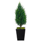 3.5'Cypress Tower Artificial Tree in Black Metal Planter UV Resistant (Indoor/Outdoor)