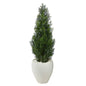 3.5'Mini Cedar Artificial Pine Tree in White Planter UV Resistant (Indoor/Outdoor)