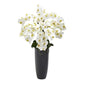 35" Phalaenopsis Orchid Artificial Arrangement in Gray Vase