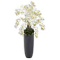 3.5'Phalaenopsis Orchid Artificial Arrangement in Gray Vase 