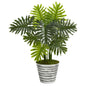 3.5'Philodendron Artificial Plant in Decorative Tin Bucket (Real Touch)