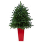 3.5'South Carolina Spruce Artificial Christmas Tree with 458 Bendable Branches in Red Tower Planter