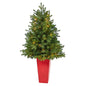 3.5'Washington Fir Artificial Christmas Tree with 50 Clear Lights in Tower Planter