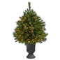 3.5'Wyoming Mixed Pine Artificial Christmas Tree with 150 Clear Lights and 270 Bendable Branches in Charcoal Urn