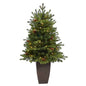 3.5'Yukon Mountain Fir Artificial Christmas Tree with 50 Clear Lights and Pine Cones in Bronze Metal Planter