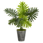 38" Philodendron Artificial Plant in Decorative Tin Planter (Real Touch)