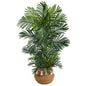4'Areca Artificial Palm Tree in Boho Chic Handmade Natural Cotton Woven Planter with Tassels UV Resistant (Indoor/Outdoor)