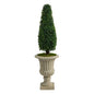 4'Boxwood Tower Artificial Topiary Tree in Sand Finished Urn UV Resistant (Indoor/Outdoor)