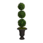 4'Boxwood Triple Ball Topiary Artificial Tree in Charcoal Urn (Indoor/Outdoor)