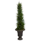 4'Cypress Artificial Tree in Charcoal Urn UV Resistant (Indoor/Outdoor)