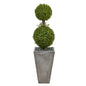 4'Double Boxwood Topiary Artificial Tree in Cement Planter (Indoor/Outdoor)