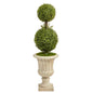 4'Double Boxwood Topiary Artificial Tree in Sand Finished Urn