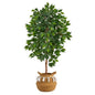 4'Ficus Artificial Tree in Boho Chic Handmade Natural Cotton Woven Planter with Tassels