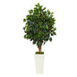 4'Ficus Artificial Tree in White Tower Planter