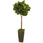 4'Fiddle Leaf Artificial Tree in Green Planter (Real Touch)