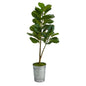 4'Fiddle Leaf Fig Artificial Tree in Metal Planter
