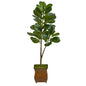 4'Fiddle Leaf Fig Artificial Tree in Metal Planter
