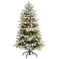4'Flocked North Carolina Fir Artificial Christmas Tree with 250 Warm White Lights and 779 Bendable Branches