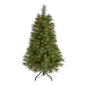 4'Golden Tip Washington Pine Artificial Christmas Tree with 100 Clear Lights, Pine Cones and 336 Bendable Branches