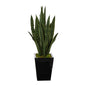 40" Sansevieria Artificial Plant in Black Metal Planter