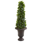 40" Sweet Bay Cone Topiary Artificial Tree in Decorative Brown Urn